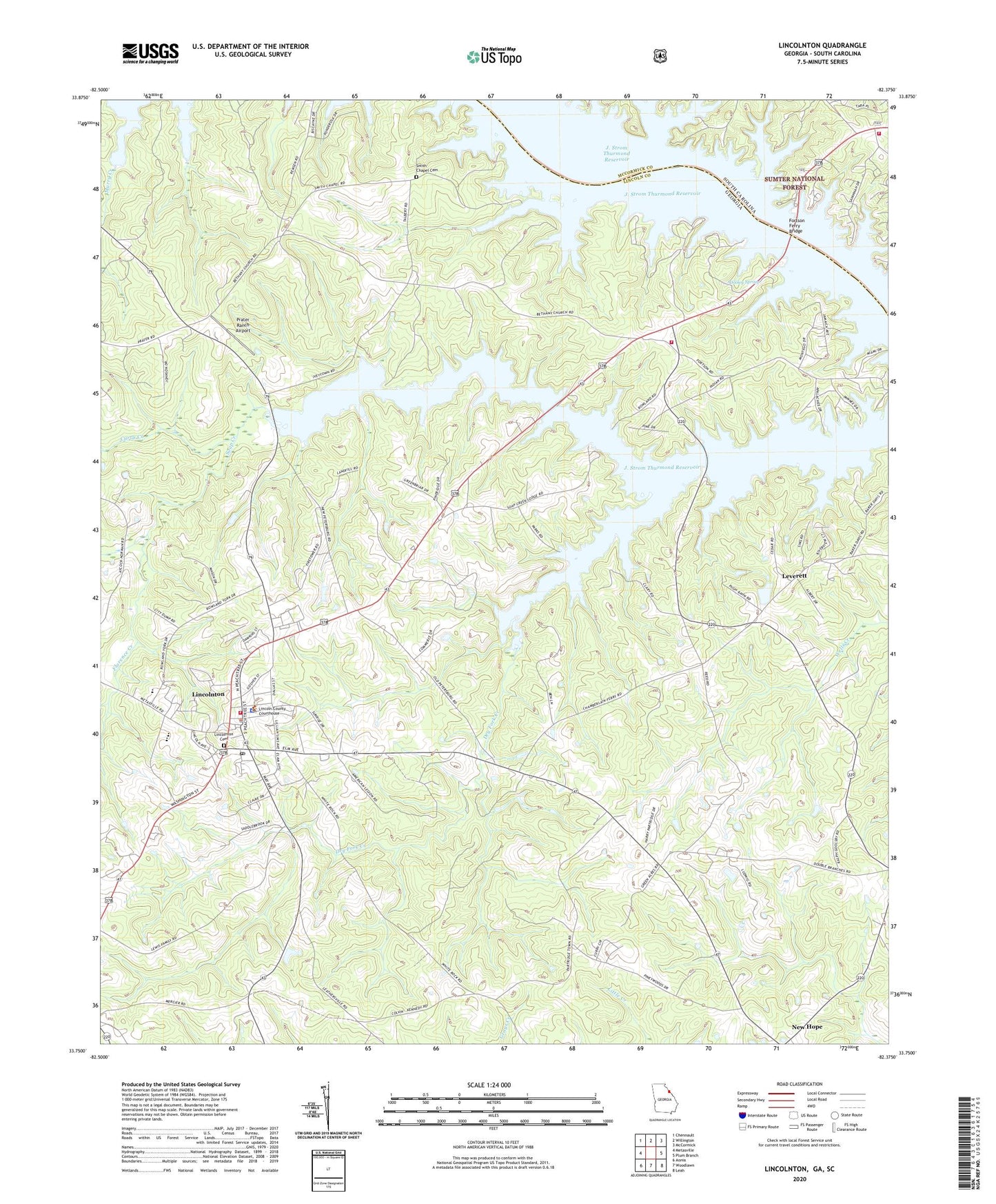 Lincolnton Georgia US Topo Map Image