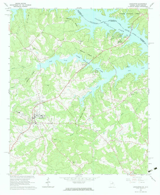 Classic USGS Lincolnton Georgia 7.5'x7.5' Topo Map Image