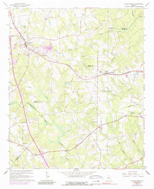 Classic USGS Locust Grove Georgia 7.5'x7.5' Topo Map Image
