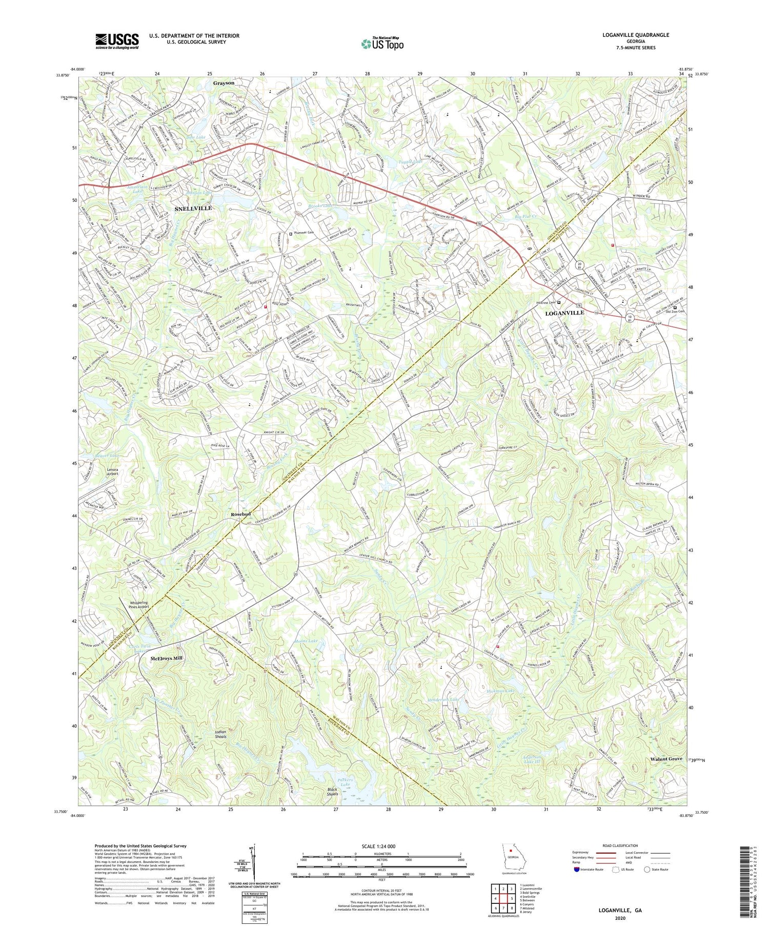 Loganville Georgia US Topo Map Image
