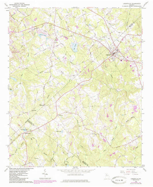 Classic USGS Loganville Georgia 7.5'x7.5' Topo Map Image