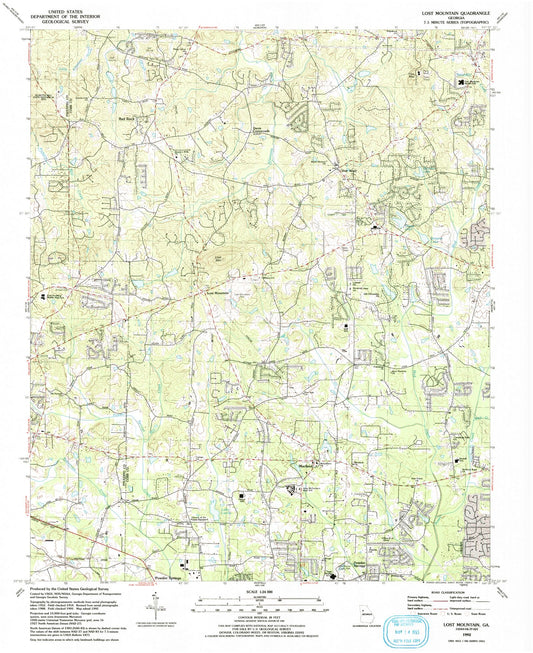 Classic USGS Lost Mountain Georgia 7.5'x7.5' Topo Map Image