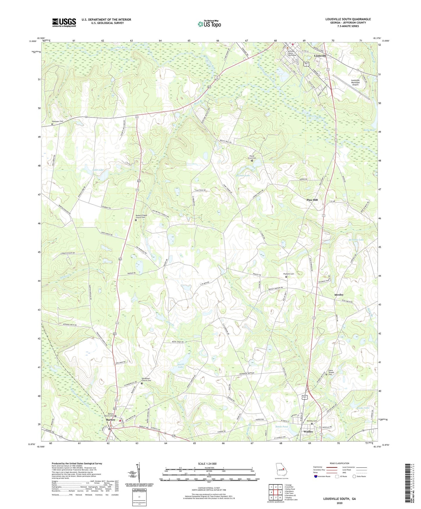 Louisville South Georgia US Topo Map Image