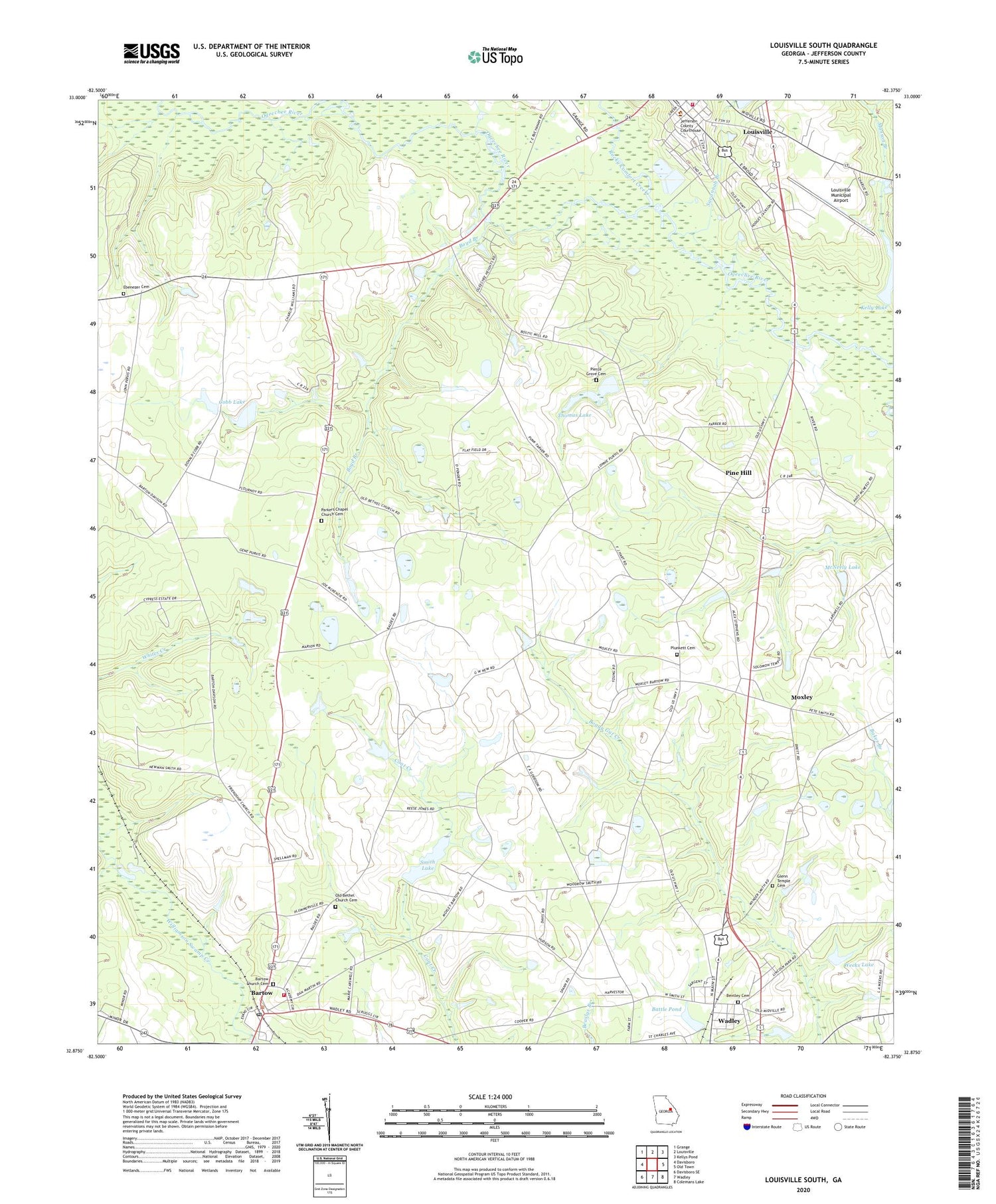 Louisville South Georgia US Topo Map Image