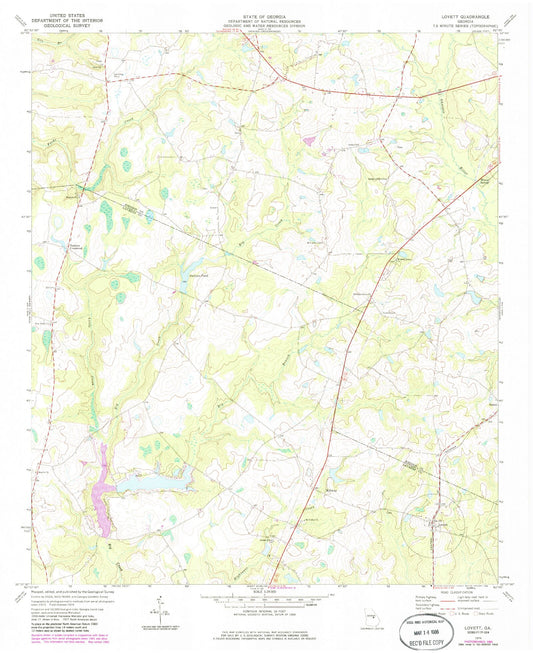 Classic USGS Lovett Georgia 7.5'x7.5' Topo Map Image