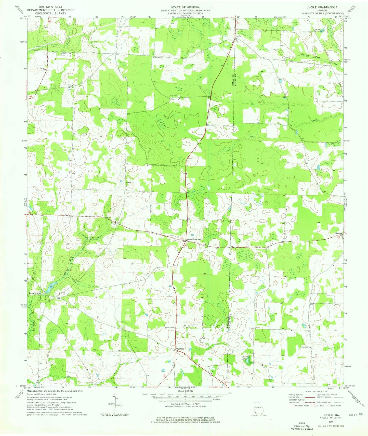 Classic USGS Lucile Georgia 7.5'x7.5' Topo Map Image