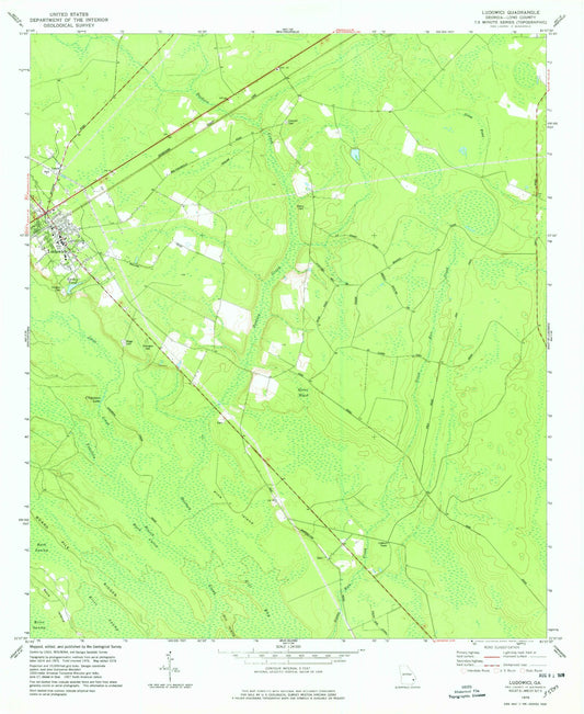 Classic USGS Ludowici Georgia 7.5'x7.5' Topo Map Image