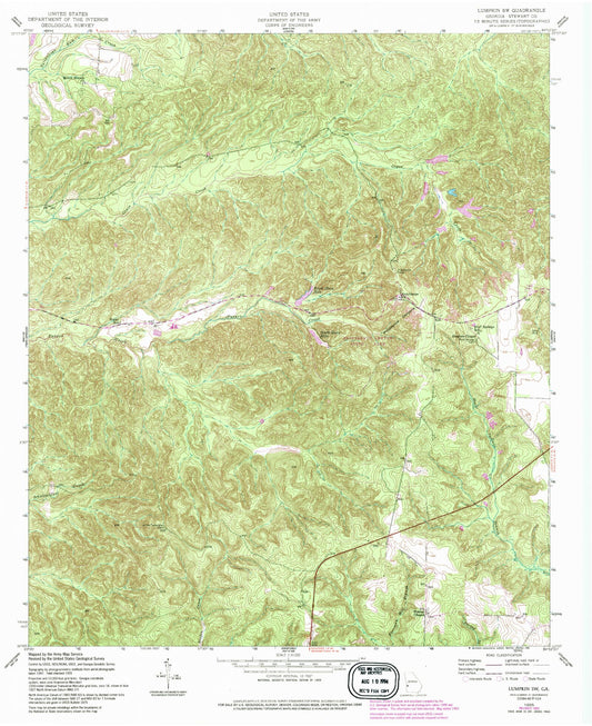 Classic USGS Lumpkin SW Georgia 7.5'x7.5' Topo Map Image