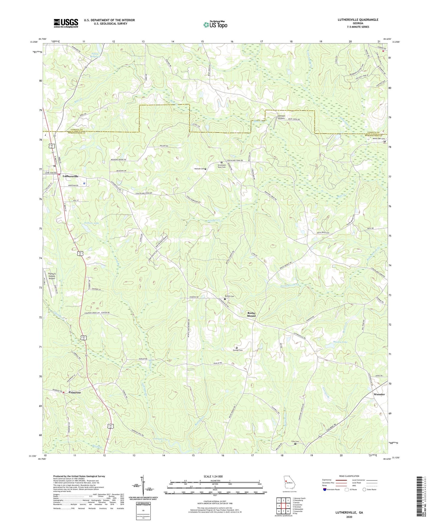 Luthersville Georgia US Topo Map Image