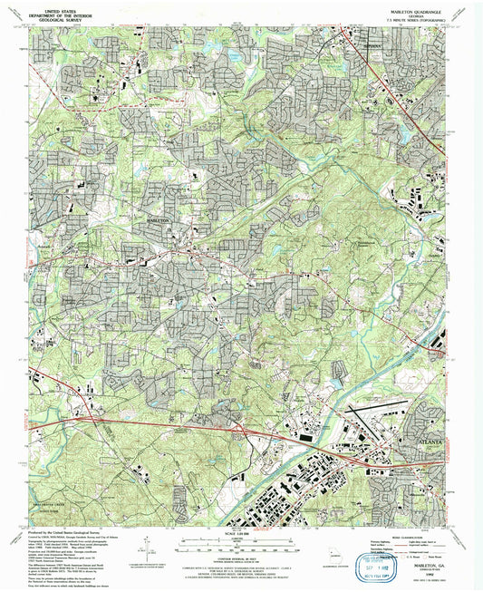 Classic USGS Mableton Georgia 7.5'x7.5' Topo Map Image