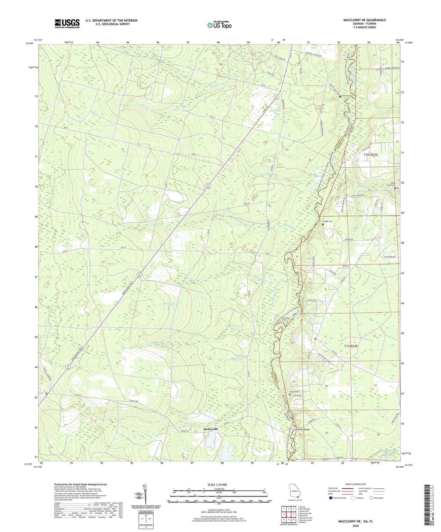 Macclenny NE Georgia US Topo Map Image