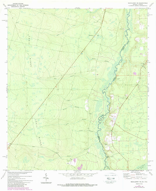 Classic USGS Macclenny NE Georgia 7.5'x7.5' Topo Map Image