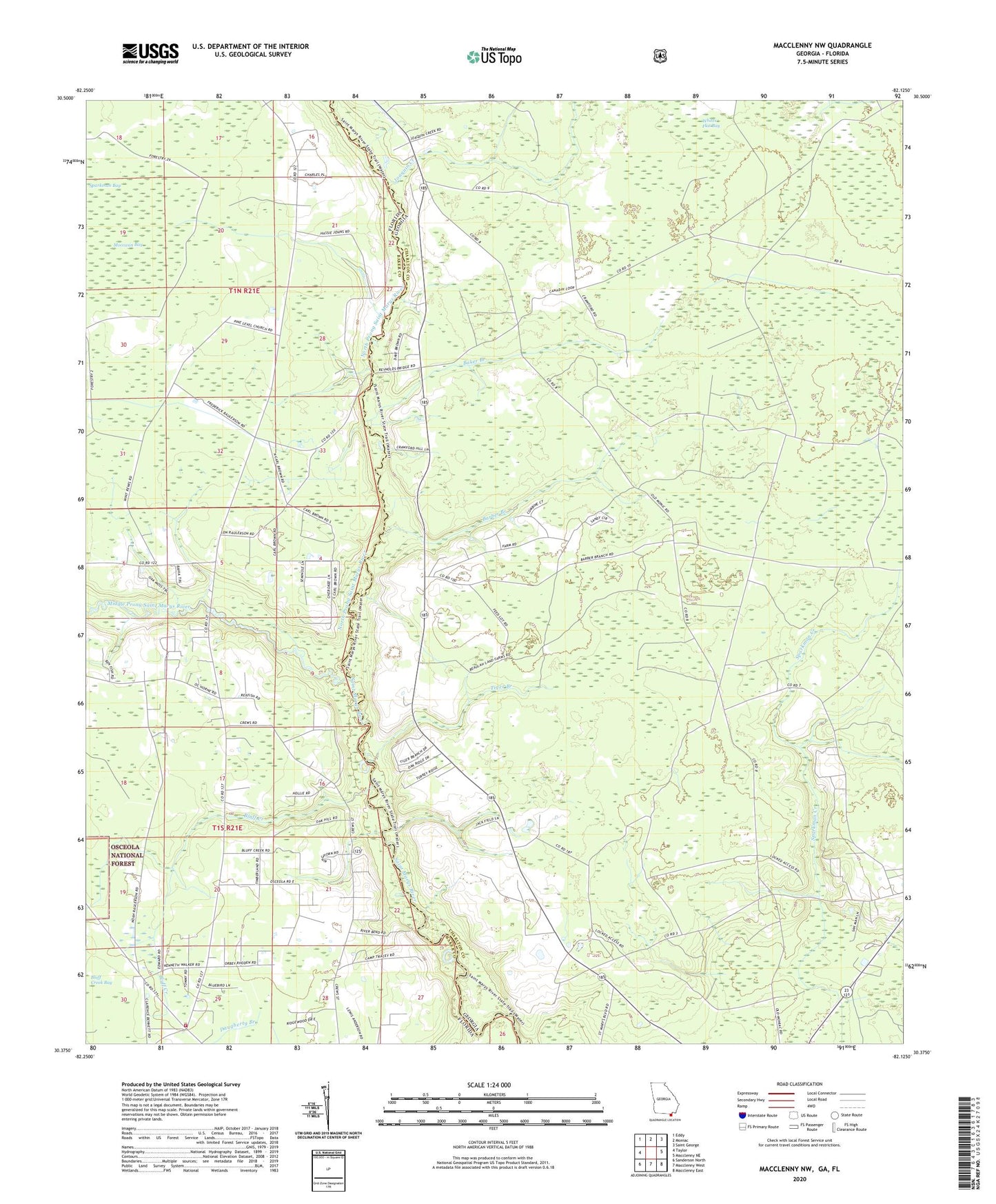 Macclenny NW Georgia US Topo Map Image