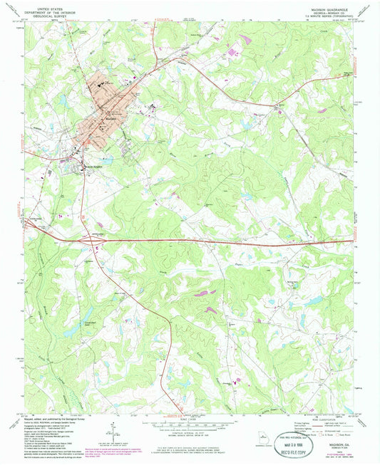 Classic USGS Madison Georgia 7.5'x7.5' Topo Map Image
