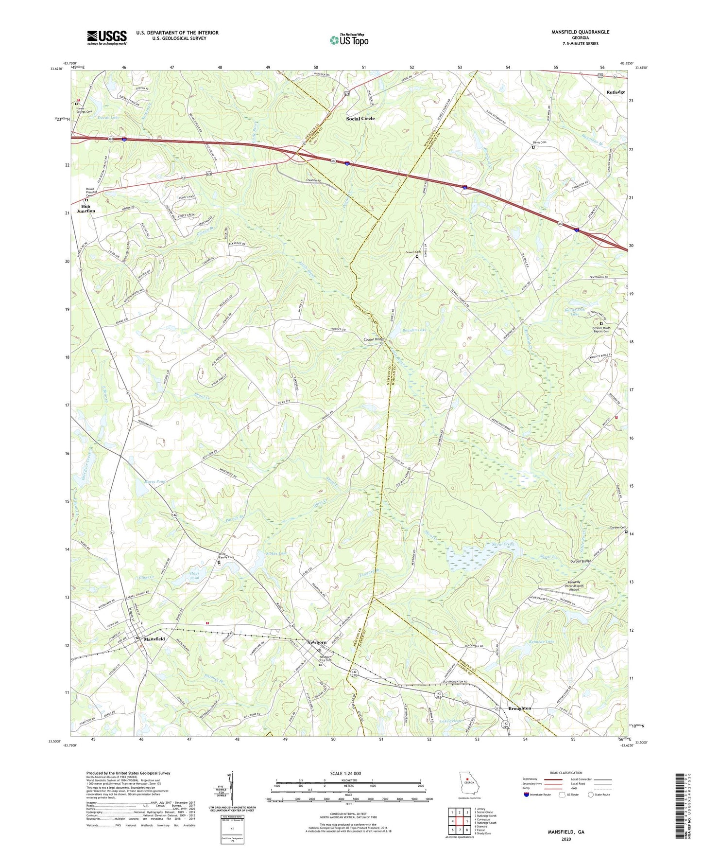 Mansfield Georgia US Topo Map Image