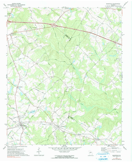 Classic USGS Mansfield Georgia 7.5'x7.5' Topo Map Image