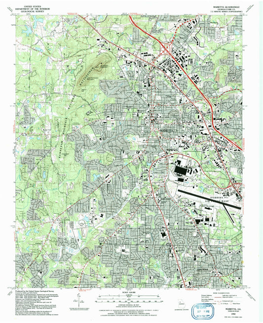 Classic USGS Marietta Georgia 7.5'x7.5' Topo Map Image