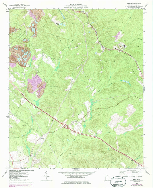 Classic USGS Marion Georgia 7.5'x7.5' Topo Map Image