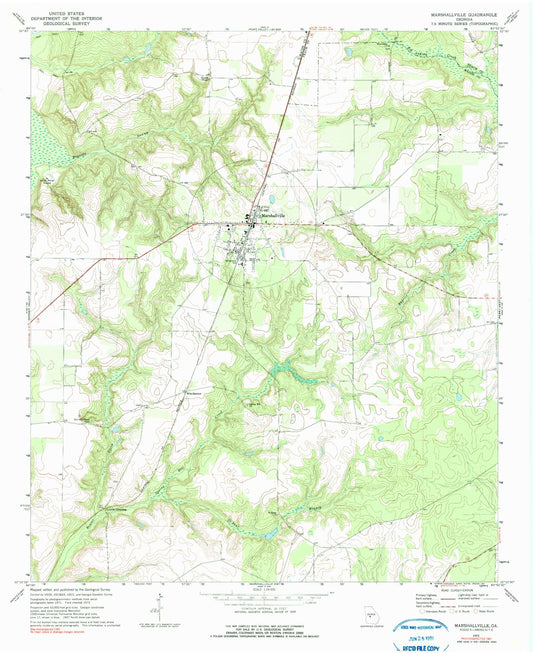 Classic USGS Marshallville Georgia 7.5'x7.5' Topo Map Image