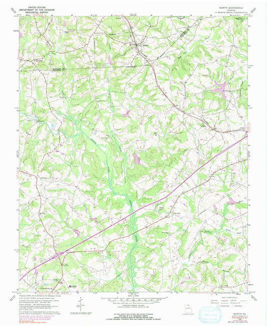 Classic USGS Martin Georgia 7.5'x7.5' Topo Map Image