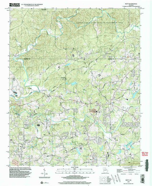 Classic USGS Matt Georgia 7.5'x7.5' Topo Map Image