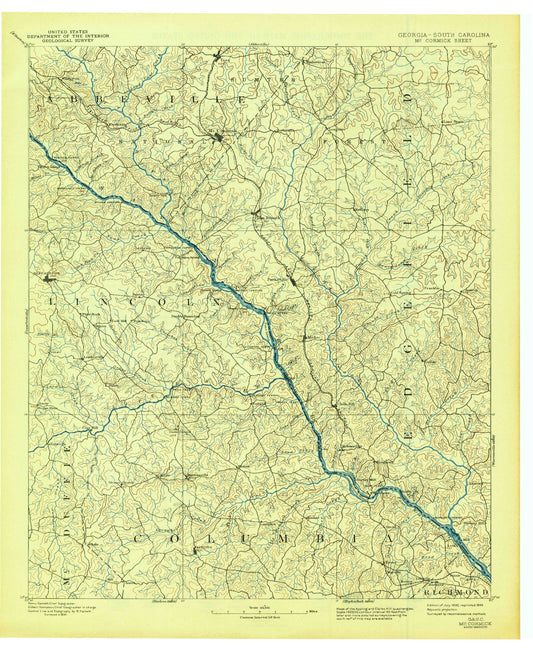 Historic 1892 McCormick South Carolina 30'x30' Topo Map Image