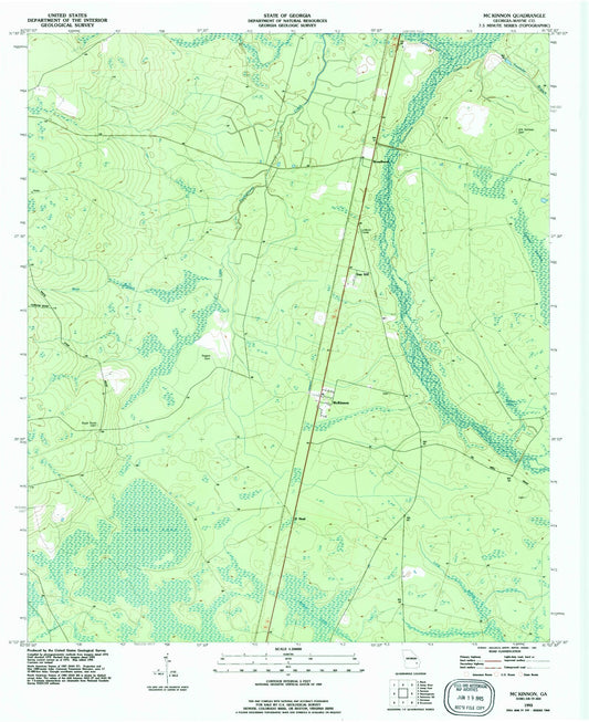 Classic USGS McKinnon Georgia 7.5'x7.5' Topo Map Image
