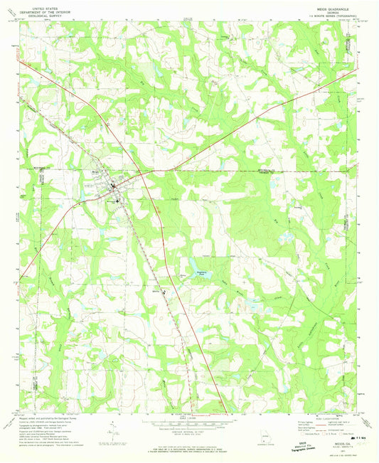 Classic USGS Meigs Georgia 7.5'x7.5' Topo Map Image