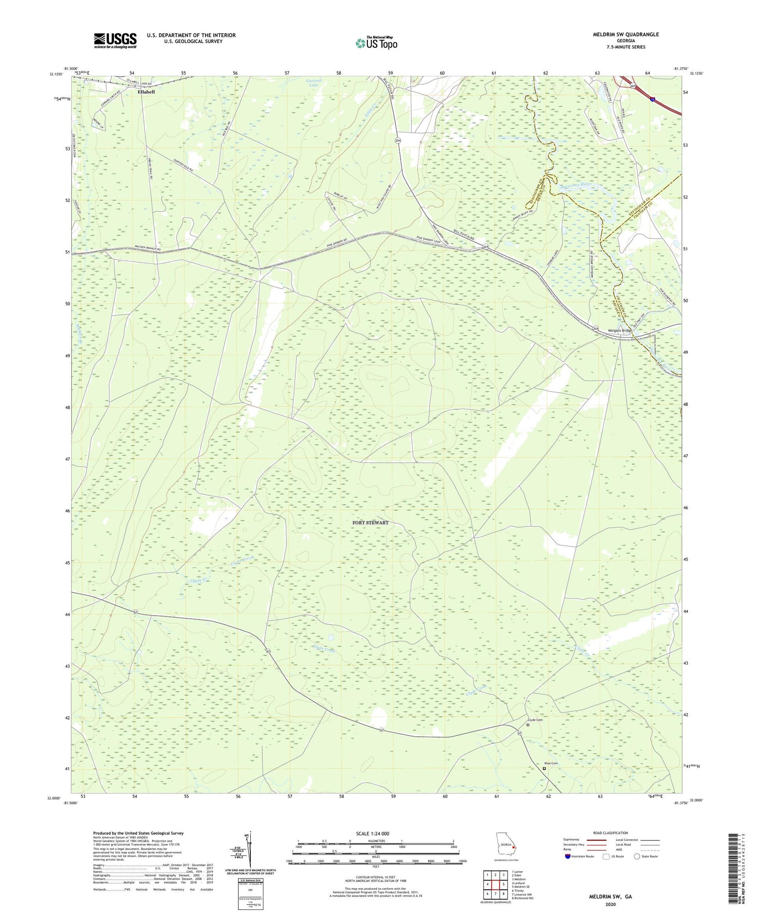 Meldrim SW Georgia US Topo Map Image