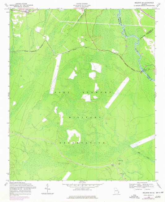 Classic USGS Meldrim SW Georgia 7.5'x7.5' Topo Map Image