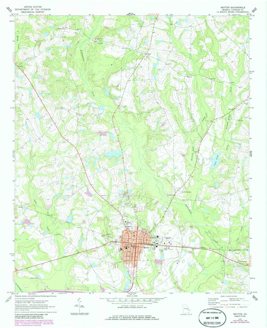 Classic USGS Metter Georgia 7.5'x7.5' Topo Map Image