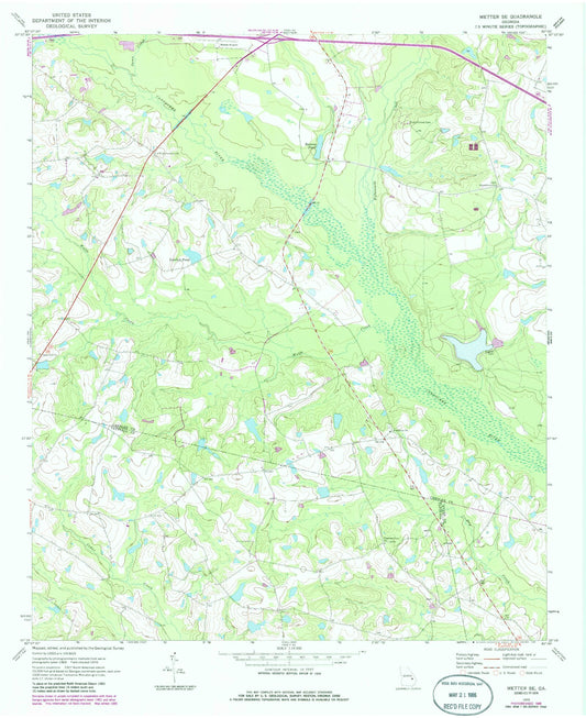 Classic USGS Metter SE Georgia 7.5'x7.5' Topo Map Image