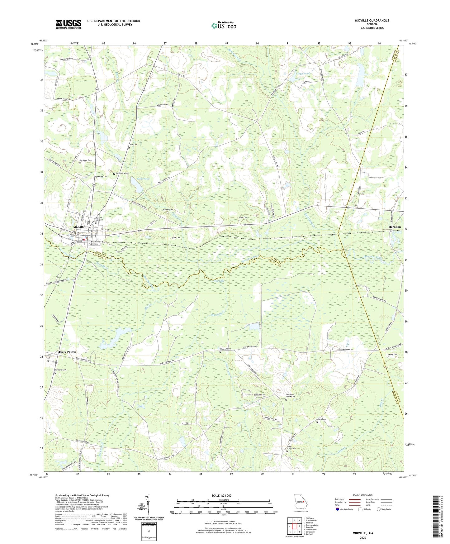 Midville Georgia US Topo Map Image