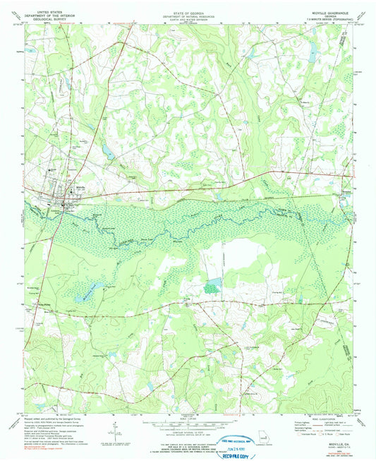 Classic USGS Midville Georgia 7.5'x7.5' Topo Map Image