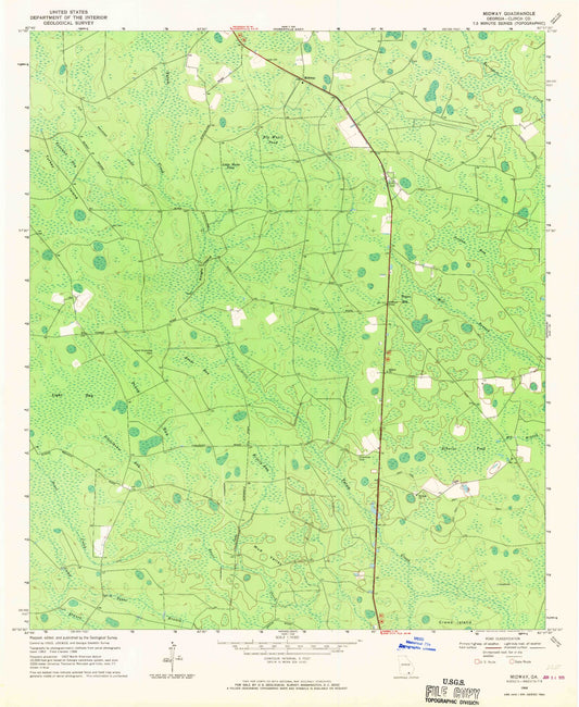Classic USGS Midway Georgia 7.5'x7.5' Topo Map Image