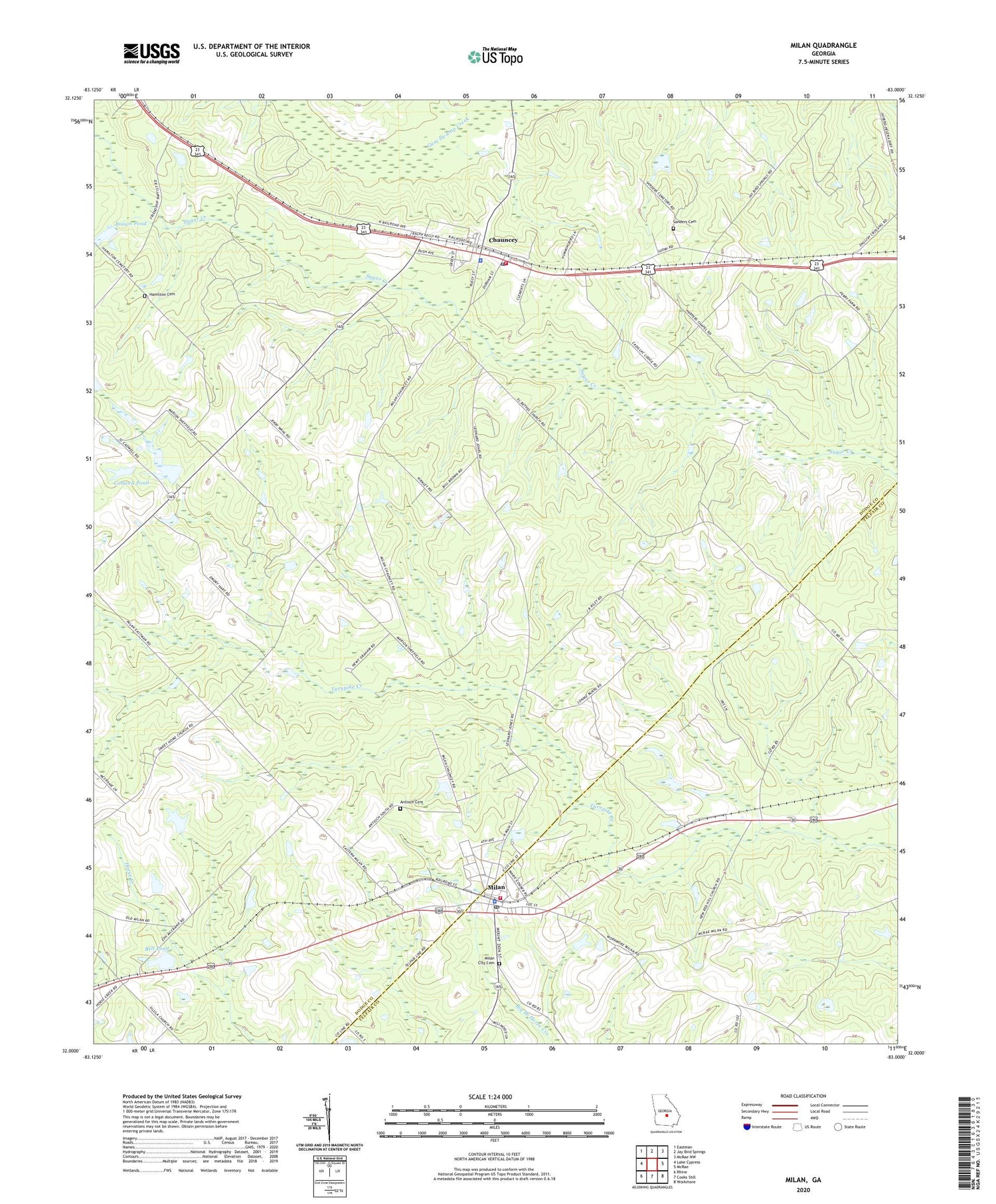 Milan Georgia US Topo Map Image
