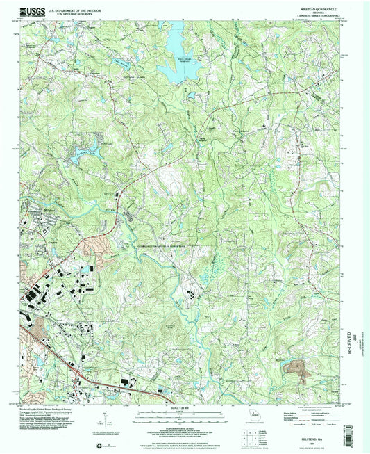 Classic USGS Milstead Georgia 7.5'x7.5' Topo Map Image