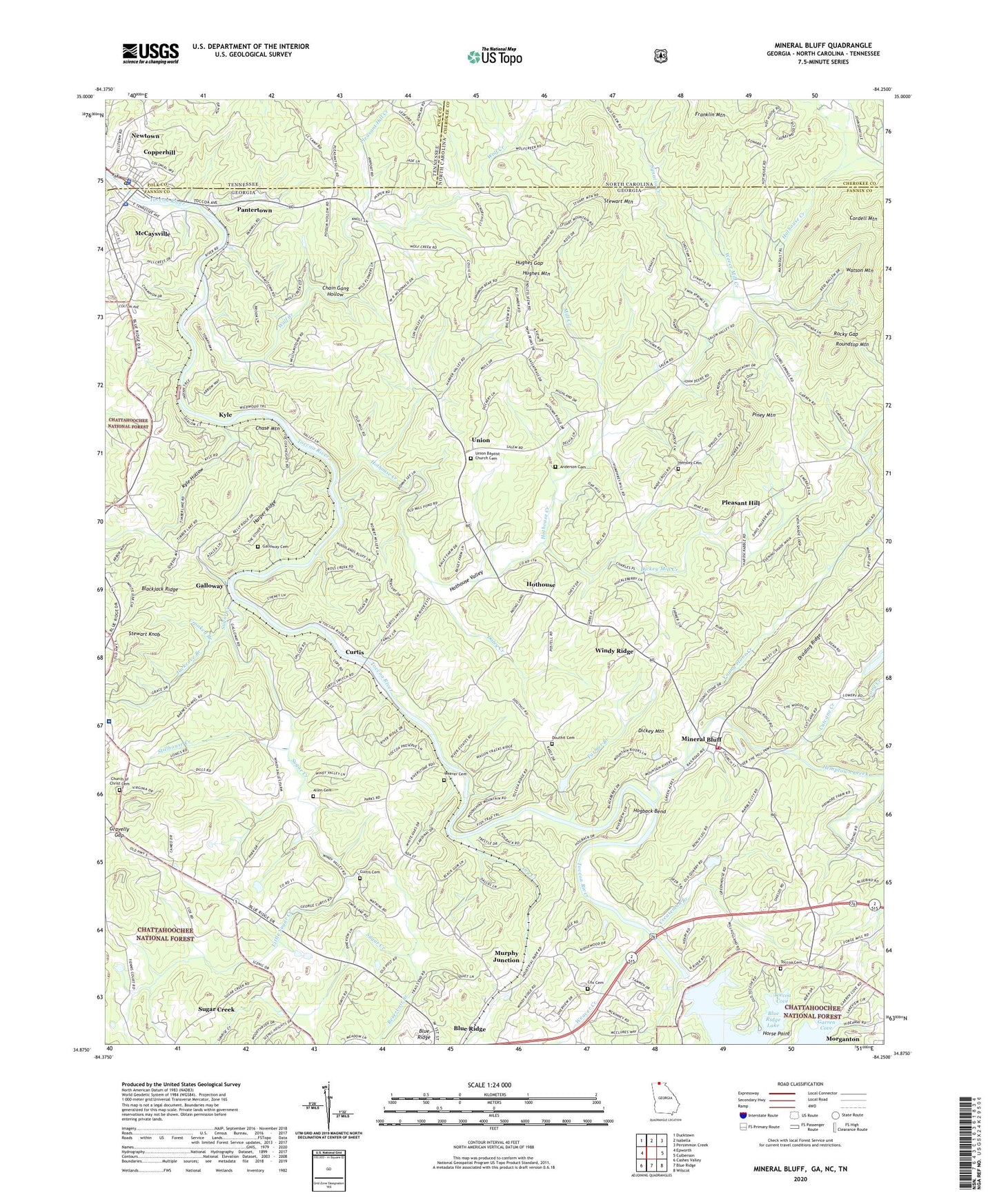 Mineral Bluff Georgia US Topo Map Image