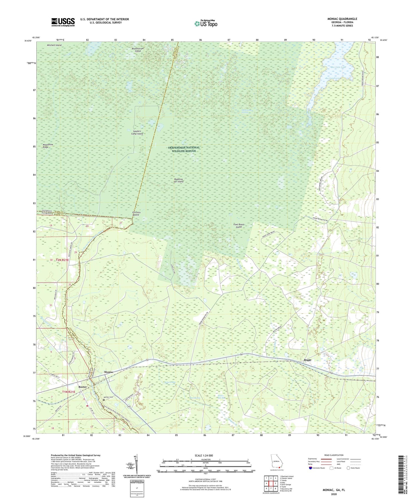 Moniac Georgia US Topo Map Image