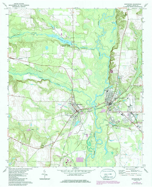 Classic USGS Montezuma Georgia 7.5'x7.5' Topo Map Image