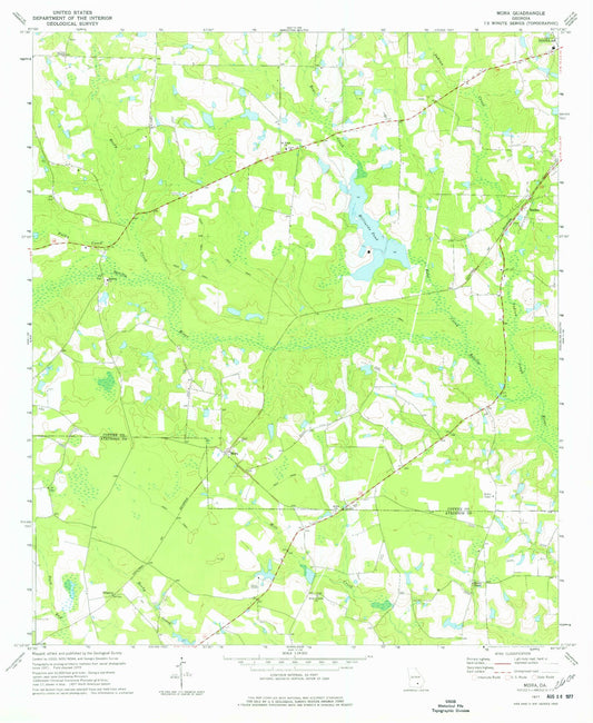 Classic USGS Mora Georgia 7.5'x7.5' Topo Map Image