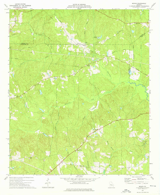 Classic USGS Moran Georgia 7.5'x7.5' Topo Map Image