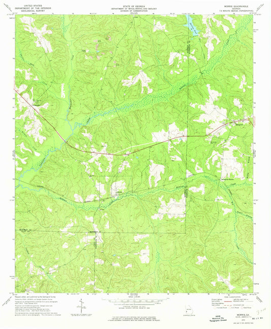 Classic USGS Morris Georgia 7.5'x7.5' Topo Map Image