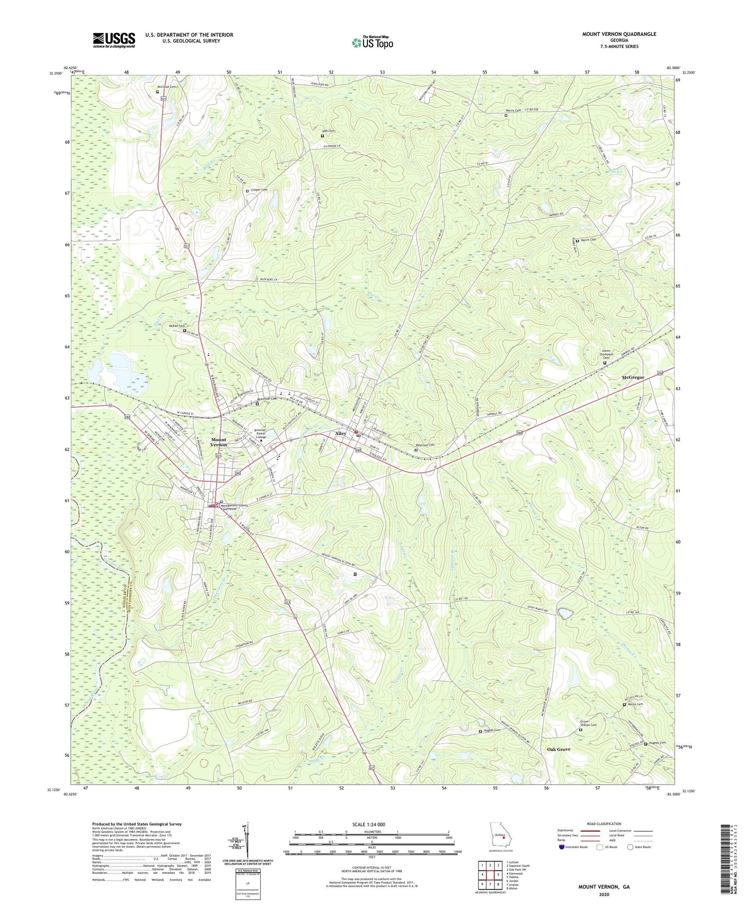 Mount Vernon Georgia US Topo Map Image