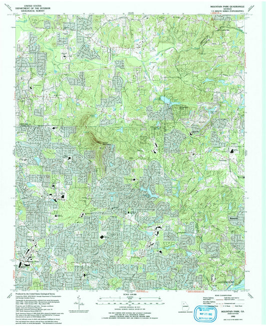 Classic USGS Mountain Park Georgia 7.5'x7.5' Topo Map Image
