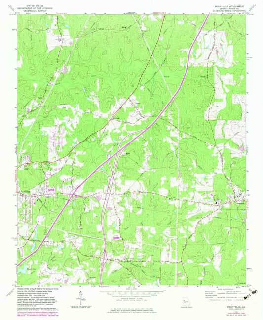 Classic USGS Mountville Georgia 7.5'x7.5' Topo Map Image
