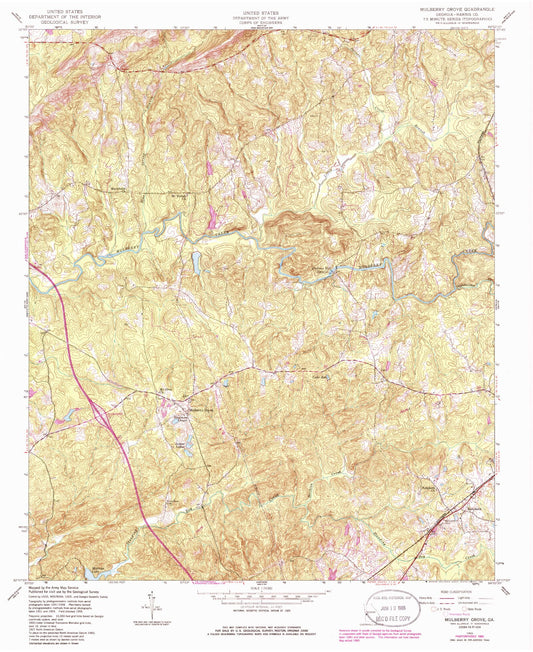 Classic USGS Mulberry Grove Georgia 7.5'x7.5' Topo Map Image