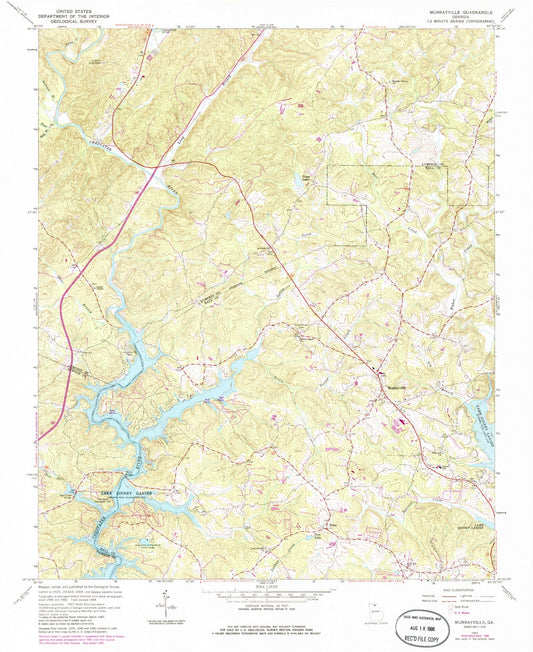 Classic USGS Murrayville Georgia 7.5'x7.5' Topo Map Image
