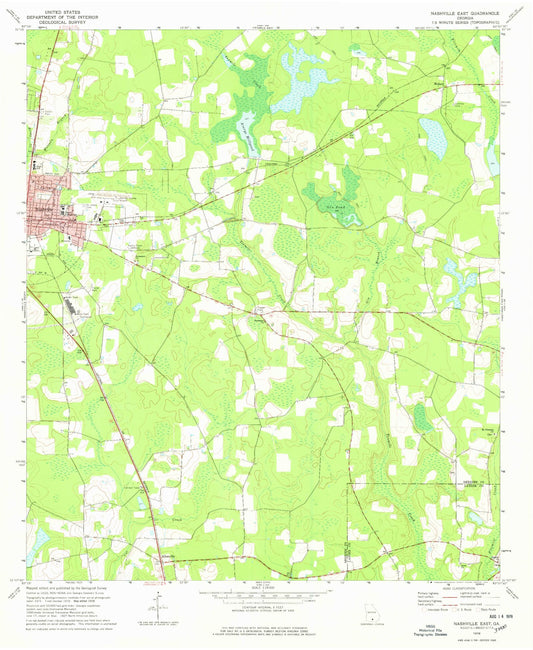 Classic USGS Nashville East Georgia 7.5'x7.5' Topo Map Image
