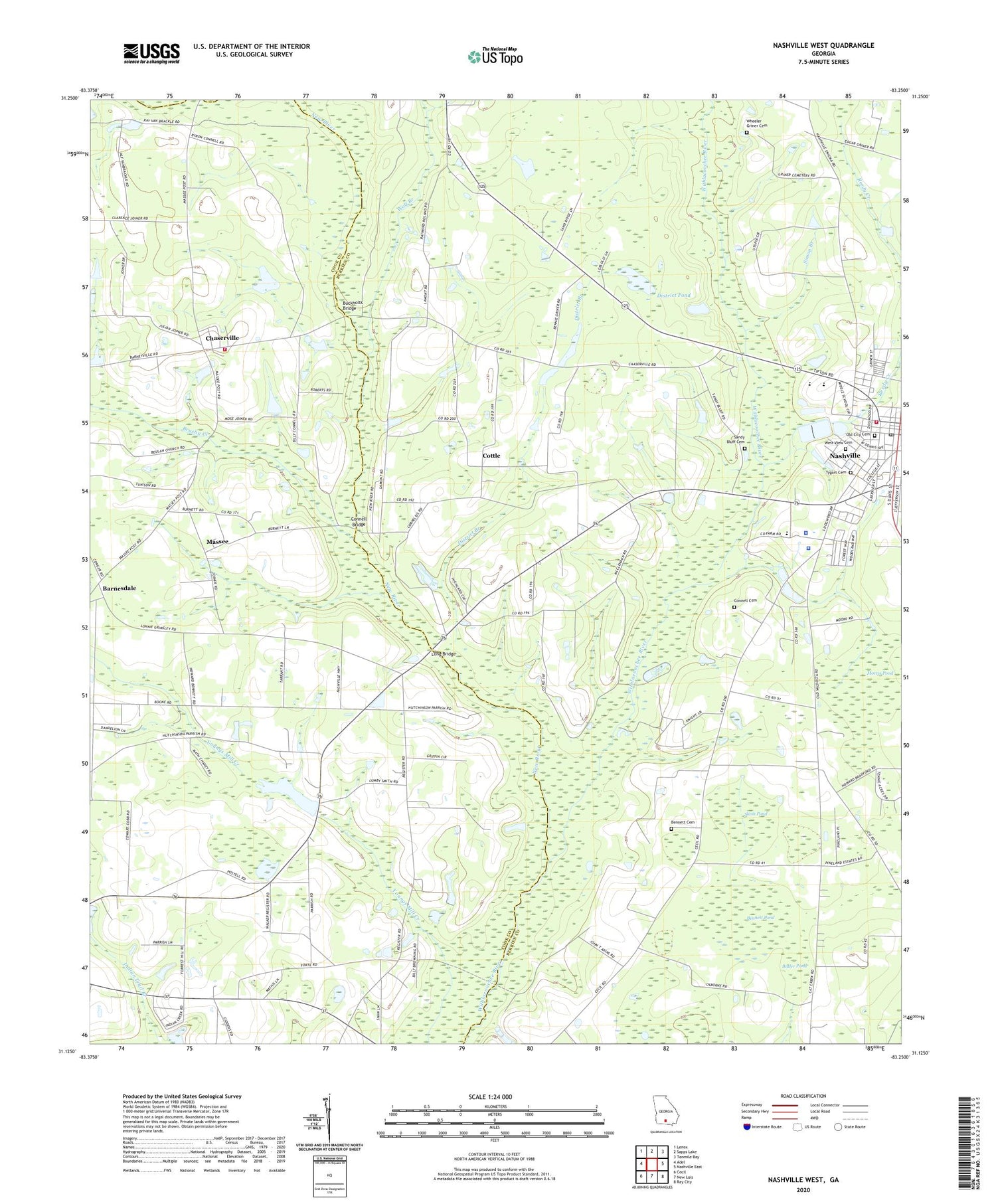 Nashville West Georgia US Topo Map Image